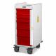 Harloff MRN6B Narrow Body MR-Conditional Emergency Cart Six Drawer with Breakaway Lock.  Color shown with a White body and Red drawers.