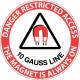 "Danger Restricted Access 10 Gauss Line" MRI Non-Magnetic Sticker