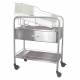 Stainless Steel Hospital Bassinet Carrier With Drawer & Bottom Shelf