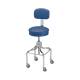 Pedigo P-1039-W/C-SS Series Adjustable Stainless Steel Stool with Round Cushioned Seat, Backrest & Casters