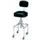 Pedigo Adjustable Stainless Steel Stool with Square Cushioned Seat, Backrest & Casters