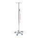 For stability, a safe load on a Pedigo I.V. pole should not exceed 40 lbs. to one side and needs to be within 6" of base tube center line.