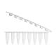 Globe Scientific PCR-STR-02F-ZIP 0.2 mL 8-Strip PCR Tube with Hinged Attached Cap Strip - Flat Cap
