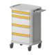 Pegasus PLY46-4999-GY Poly Medication Cart, 46" Height with 4 Drawers - Yellow