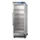 Accucold PTHC125G Blanket Warmer with Stainless Steel Exterior, Right Handle Door, 4 Chrome Shelf, 10.57 Cubic Feet - Angled Side View with Dolly (Dolly is Sold Separately)