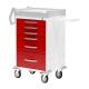 DETECTO RC333369RED Rescue Series ER Medical Cart - 6 Red Drawers (Push-to-release countertop adds extra workspace)