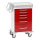 DETECTO RC333369RED Rescue Series ER Medical Cart - 6 Red Drawers (Ergonomic handles provide easy and controlled movement)