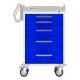 DETECTO RC33669BLU Rescue Series Anesthesiology Medical Cart - 5 Blue Drawers