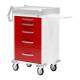 DETECTO RC33669RED Rescue Series ER Medical Cart - 5 Red Drawers (Push-to-release countertop adds extra workspace)