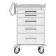 DETECTO RC33669WHT Rescue Series General Purpose Medical Cart - 5 White Drawers