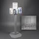 Poltex RESP4POS-3STL-SLV Respiratory Hygiene and PPE Station with Sign Sleeve - Steel Stand, 4 Position (Consumables Not Included)