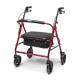 Lumex® RJ4405R Walkabout 4-Wheel Rollator, Imperial Bariatric, Contoured Backbar, Burgundy - Front View