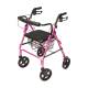 Lumex® RJ4805P Walkabout 4-Wheel Rollator, Contour Deluxe, Pink - Front View