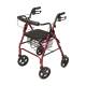 Lumex® RJ4805R Walkabout 4-Wheel Rollator, Contour Deluxe, Burgundy - Front View