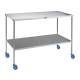 Pedigo SG-92-SS Stainless Steel Instrument Table with Shelf and 3" Corrosion-resistant co•re Casters™ - Table Size 24" W x 48" L x 34" H