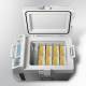 Accucold SPRF26M Side-Handled Portable Refrigerator/Freezer with Travel Trolley and Lock, Gray, 0.88 Cubic Feet - Top View Filled with Vaccines (Vaccines are not Included)