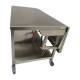 MidCentral Medical Stainless Steel Folding Two-Tier Back Table with Solid Upper Shelf - Folded Top Shelf (Side View)