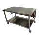 MidCentral Medical Stainless Steel Folding Two-Tier Back Table with Solid Upper Shelf - Folded Top Shelf