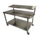 MidCentral Medical Stainless Steel Folding Two-Tier Back Table with Solid Upper Shelf