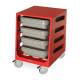 Harloff STC-SH4L Scope Transport Cart with 4 Scope Tray Capacity, Red Finish, Left Angle View Actual Use (Scope Trays are Not Included)