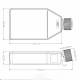 Nest Scientific T75 Cell Culture Flask with Cap - Dimensions in Millimeter