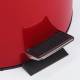 Step-on foot pedal operated lid. One-piece, plastic base keeps metal from contacting floor.