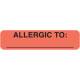 ALLERGIC TO Label - Size 1 1/4"W x 5/16"H