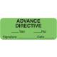 ADVANCE DIRECTIVE Label - Size 2 1/4"W x 7/8"H - Fluorescent Green