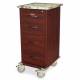 Harloff WV240PC-CM Wood Vinyl 240 Punch Card Medication Cart with Key Lock, Locking Narcotics Box, Cherry Mahogany Cabinet Finish. Shown with Light Top option.