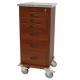 Harloff WV3256K-CM Wood Vinyl Aluminum Mini Width Tall Anesthesia Cart Six Drawer with Key Lock, Cherry Mahogany Finish Cabinet.