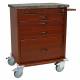 Harloff WV6350-CM Wood Vinyl Aluminum Short Treatment Cart, Four Drawer, Key Lock, Cherry Mahogany Finish Cabinet