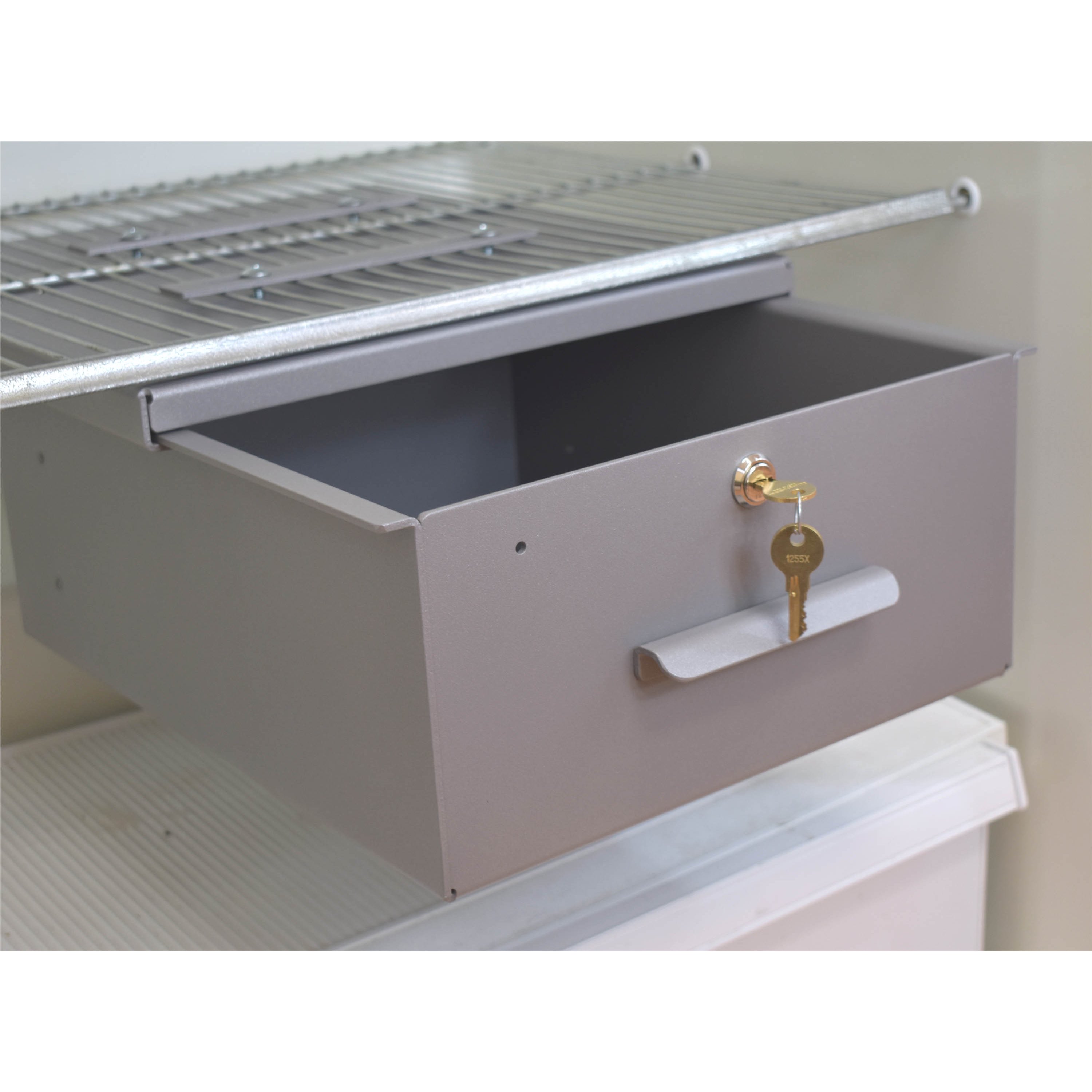 Item 3726 - Locking Refrigerator Box, Gray Drawer/Stainless Steel Bracket,  Slam Lock
