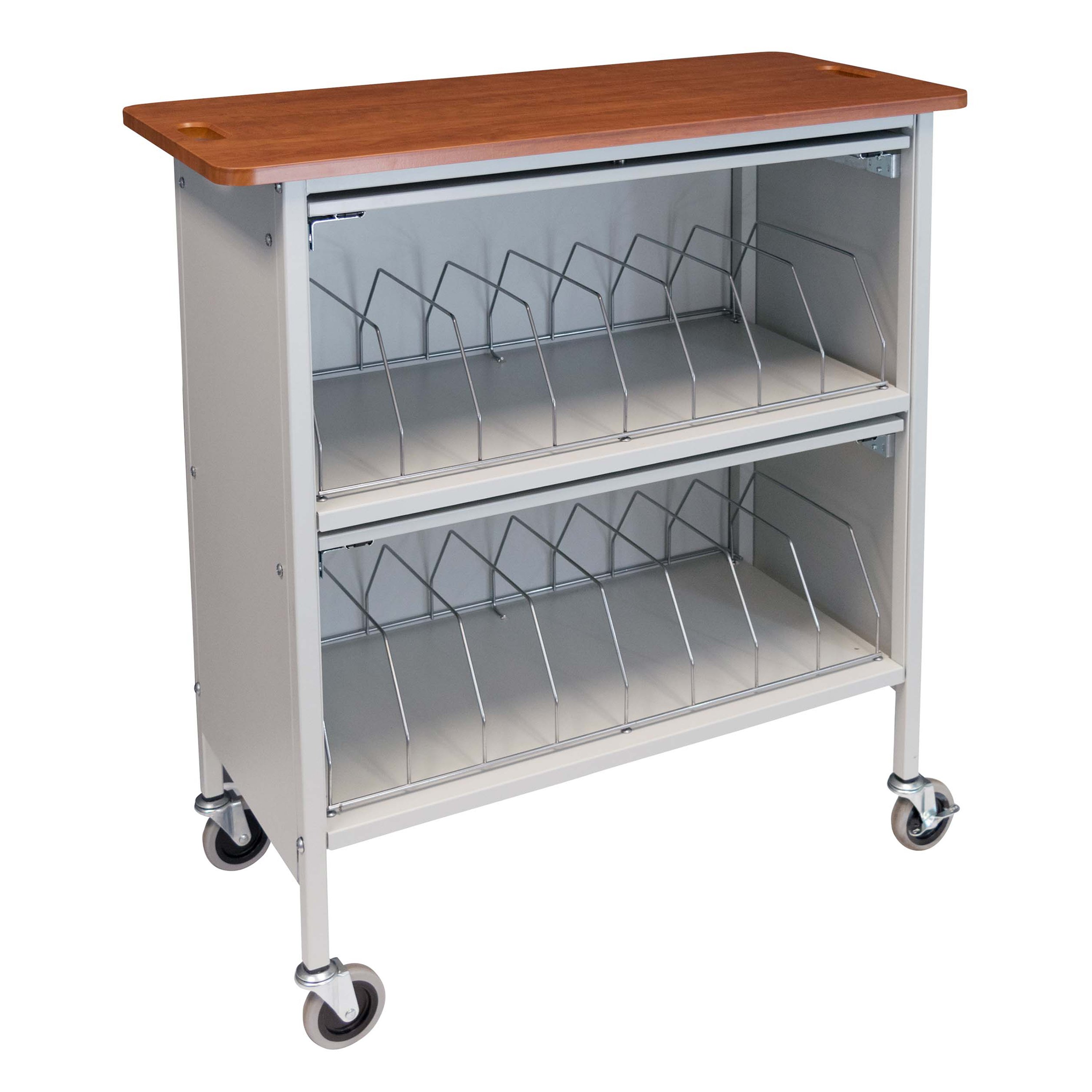 OmniMed Artisan Vertical Privacy Chart Rack 16 Capacity Cherry Top