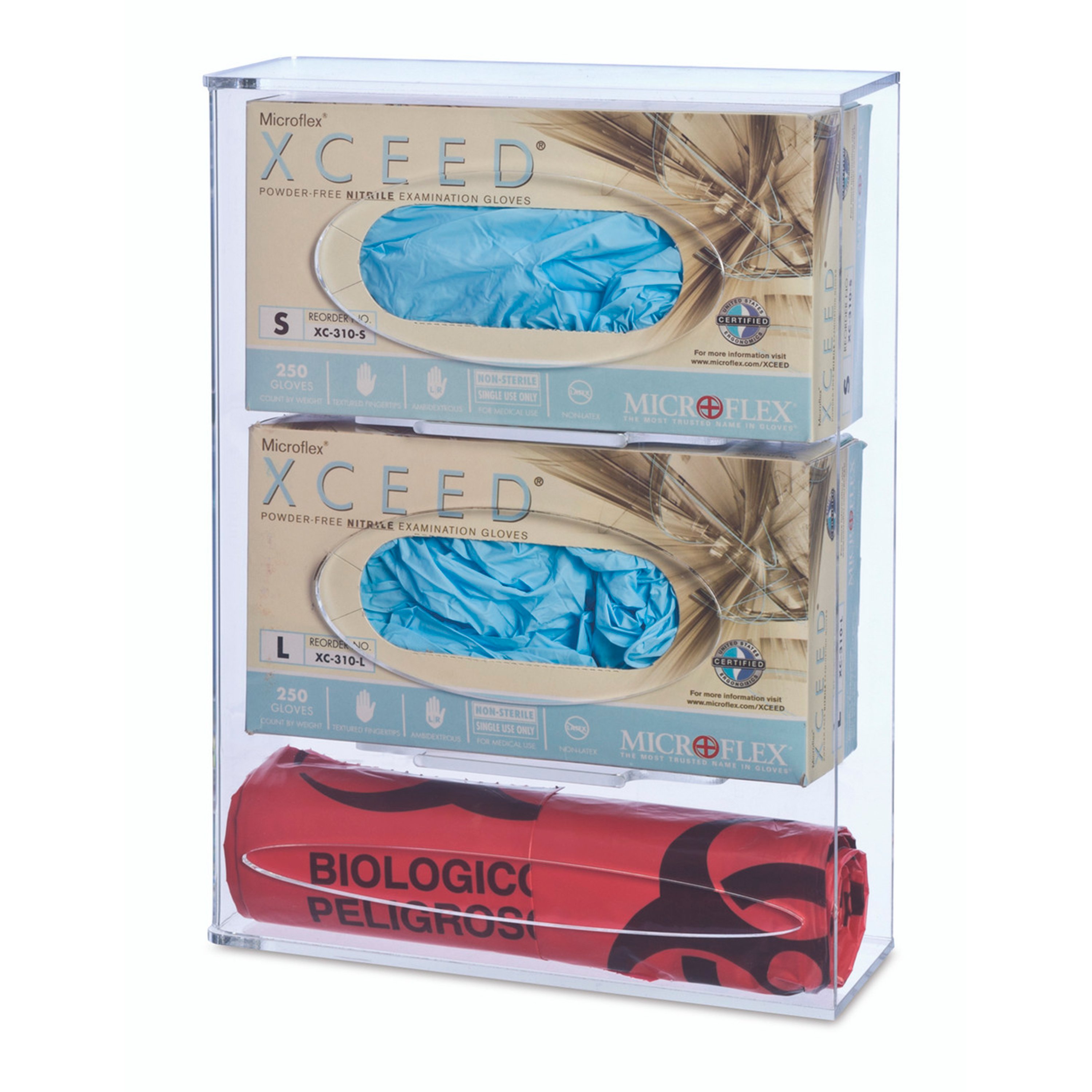 OmniMed 304015 Acrylic Double Glove Box & Trash Bag Holder