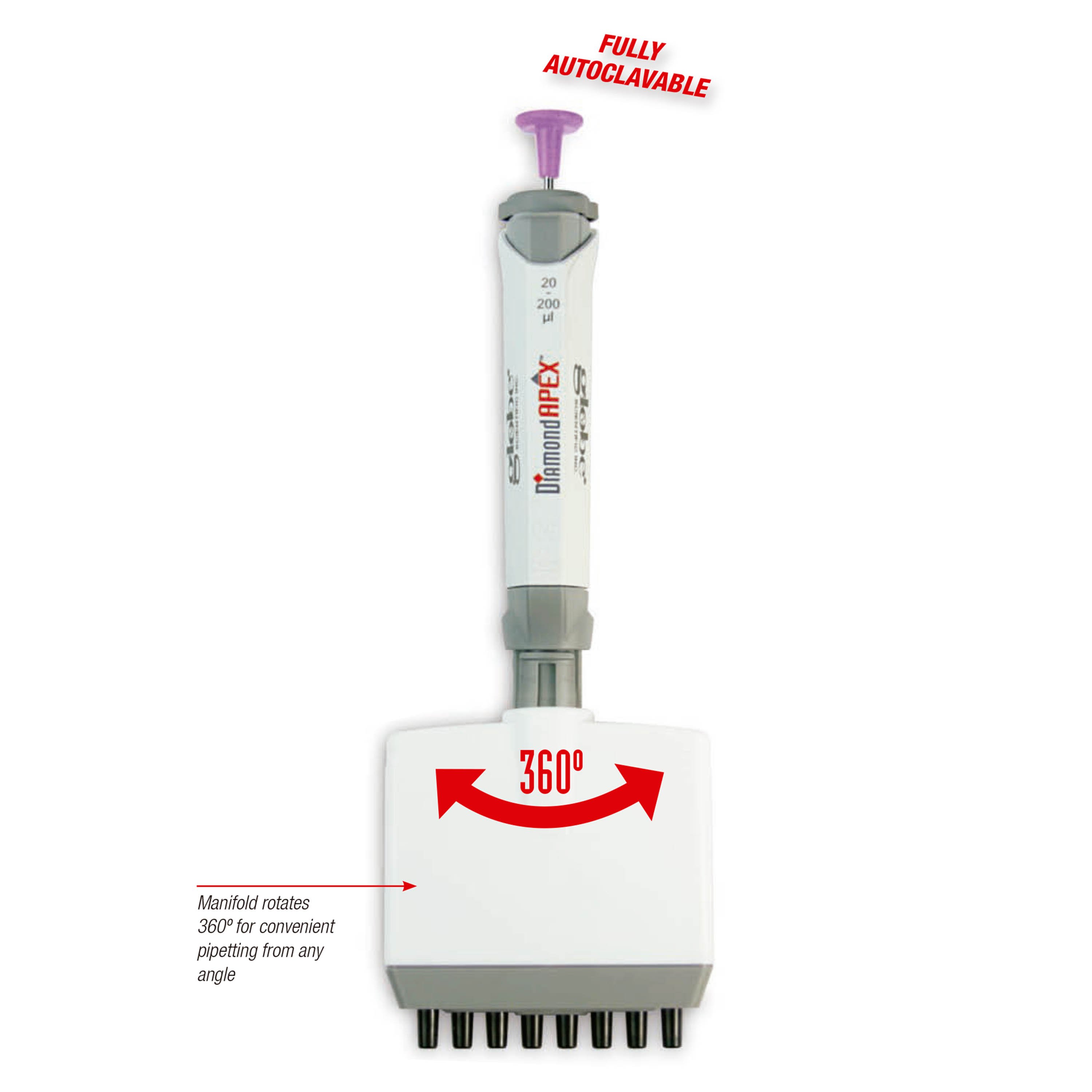 Diamond® APEX™ 8Channel Adjustable Volume Pipette