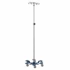 Blickman 05413700RH Stainless Steel IV Stand Model 1370SS-RH with 6-Leg Powder Coated Heavy-Duty Base, Tru-Loc, 8 Rake-Hook