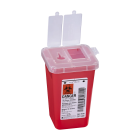 Bemis Health Care 100030 1-Quart Phlebotomy Biohazard Sharps Container with Dual-Opening Lid - Translucent Red