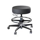 Brewer Model 11001FR Century Pneumatic Stool with Adjustable Footring - Black Satin Upholstery