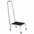 Blickman Chrome Rigid Single Step Stool with Hand Rail