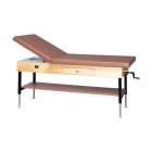 CanDo® 15-1201 Manual Hi-Lo Hardwood Treatment Table with Adjustable Back and Shelf - With Drawer