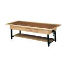 CanDo® 15-1210 Manual Hi-Lo Hardwood Treatment Table with Raised-Rim Top and Shelf - With Drawer
