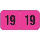 2019 Year Labels - PMA Fluorescent Pink - Size 3/4" H x 1 1/2" W