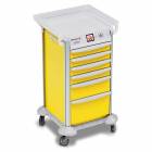 DETECTO 2022361 MobileCare Series Medical Cart - Yellow, Six 16.5" Wide Drawers with Electronic Individual Drawer Lock & Sensor, 125 kHz RFID, 3 Handrails