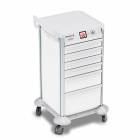 DETECTO 2022437 MobileCare Series Medical Cart - White, Six 16.5" Wide Drawers with Electronic Individual Drawer Lock & Sensor, 125 kHz RFID, 1 Handrail