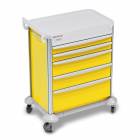 DETECTO 2023040 MobileCare Series Medical Cart - Yellow, Five 29" Wide Drawers with Key Lock, 1 Handrail