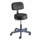 Brewer Company Model 22500B Value Plus Pneumatic Stool with Backrest - Black Satin Upholstery