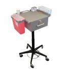 OmniMed 350340 Store & Go Phlebotomy Cart with Key Lock, Single Glove Box Holder, and Adjustable Brackets - Front View (Sharps Container and Supplies NOT included)