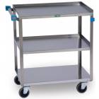 Lakeside SS Angled Leg Utility Cart - 3 Shelves - Medium Duty 500 lbs Capacity