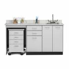 Clinton48066L Classic Laminate 66" Wide Cart-Mate Cabinet with Left Side 4-Drawer Cart in Gray Finish. NOTE: Supplies and Optional Sink Model 022 are NOT included.