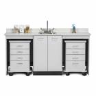Clinton 48072D Classic Laminate 72" Wide Cart-Mate Cabinet with Dual 4-Drawer Carts in Gray Finish. NOTE: Supplies and Optional Sink Model 022 are NOT included.